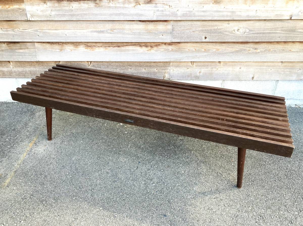 正規品，限定SALE AA08655 maruni マルニ木工 オールドマルニ 孔雀マーク 木製 ベンチ 長椅子 幅150cm ヴィンテージ(maruni（マルニ）)｜売買されたオークション情報、yahooの商品情報をアーカイブ公開 - オークファン maruni（マルニ）