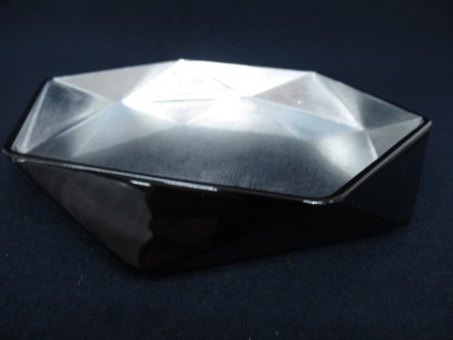 K7178 漆器「川瀬表完 黒塗 内銀箔 六角盆」紙箱付 芸術 美術 茶道具