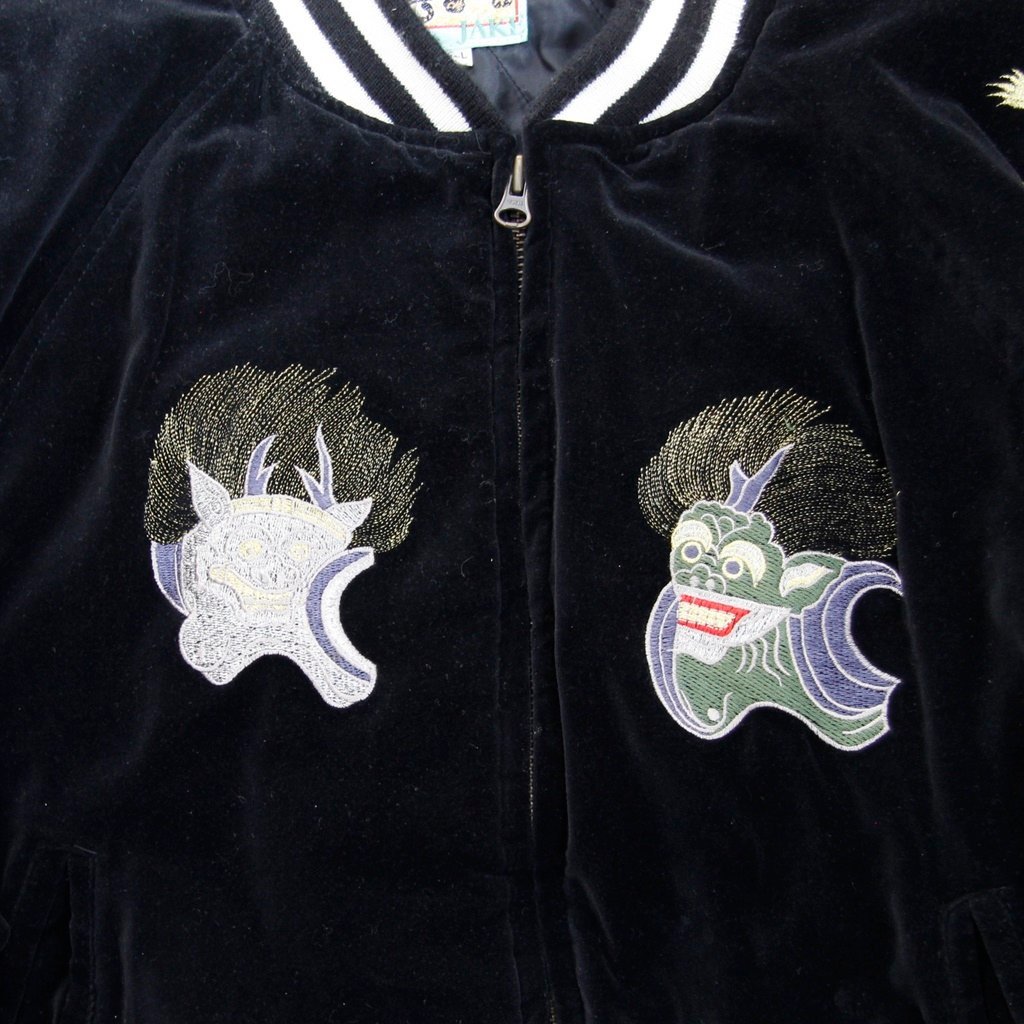 JAKE ジェイク スカジャン サイズM～L 風神 雷神 刺繍 裏キルティング