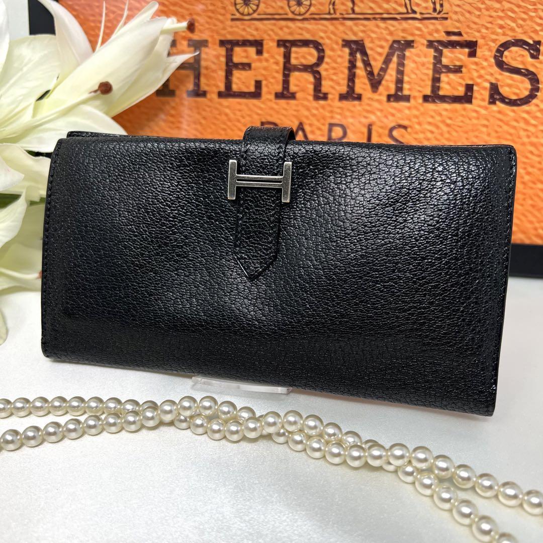 1円スタート HERMES エルメス ベアン スフレ 二つ折り長財布 ロング