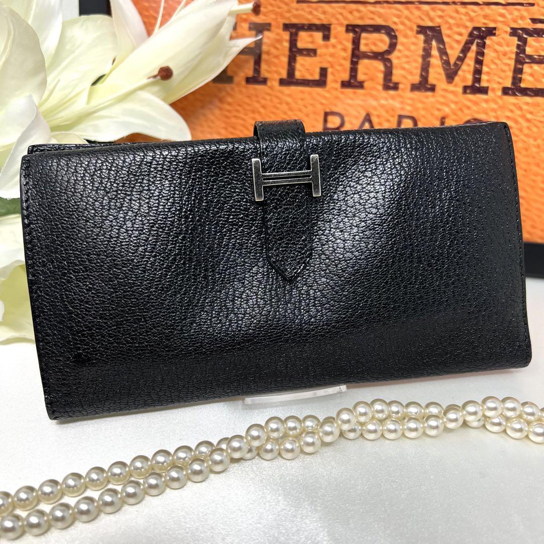1円スタート HERMES エルメス ベアン スフレ 二つ折り長財布 ロング