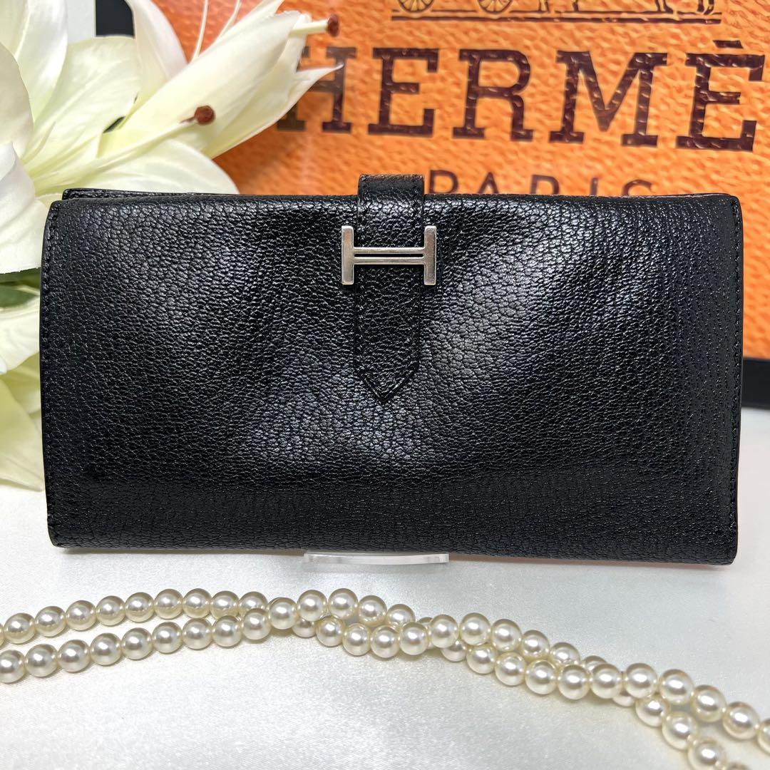 1円スタート HERMES エルメス ベアン スフレ 二つ折り長財布 ロング