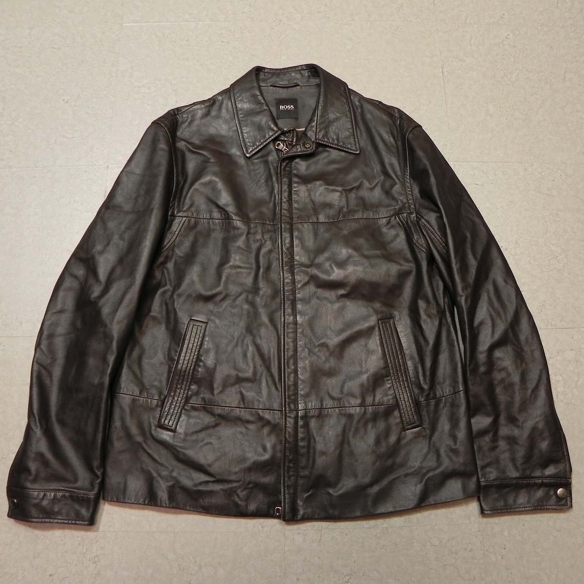 ヒューゴボス/HUGO BOSS】☆(ラムレザー) レザーブルゾン ジャケット 