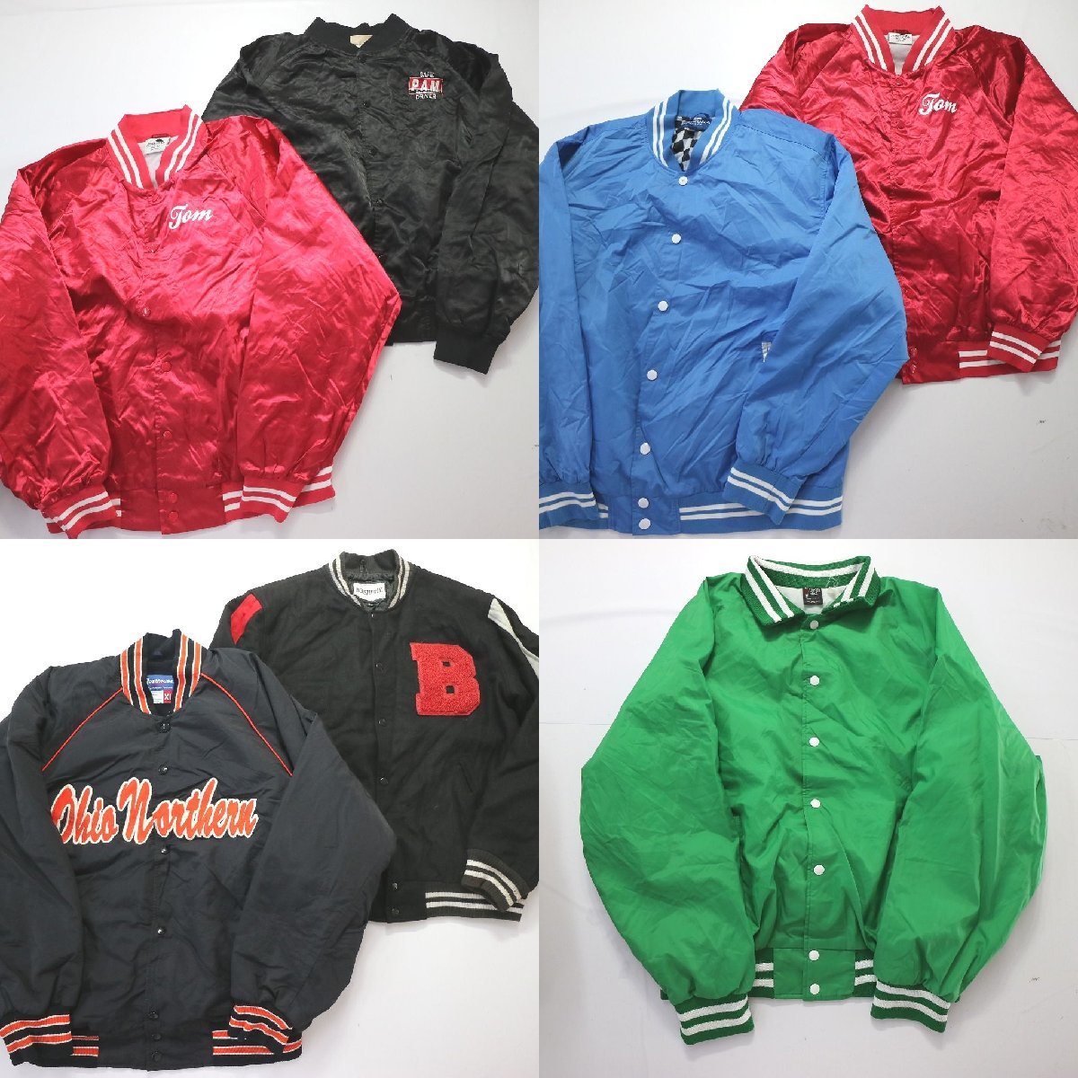 ◎スタジャンMIX set USA製 赤系 他 (メンズXL/2XL) 6枚セット まとめ売り 古着卸 1円スタート JA3 MQ1090