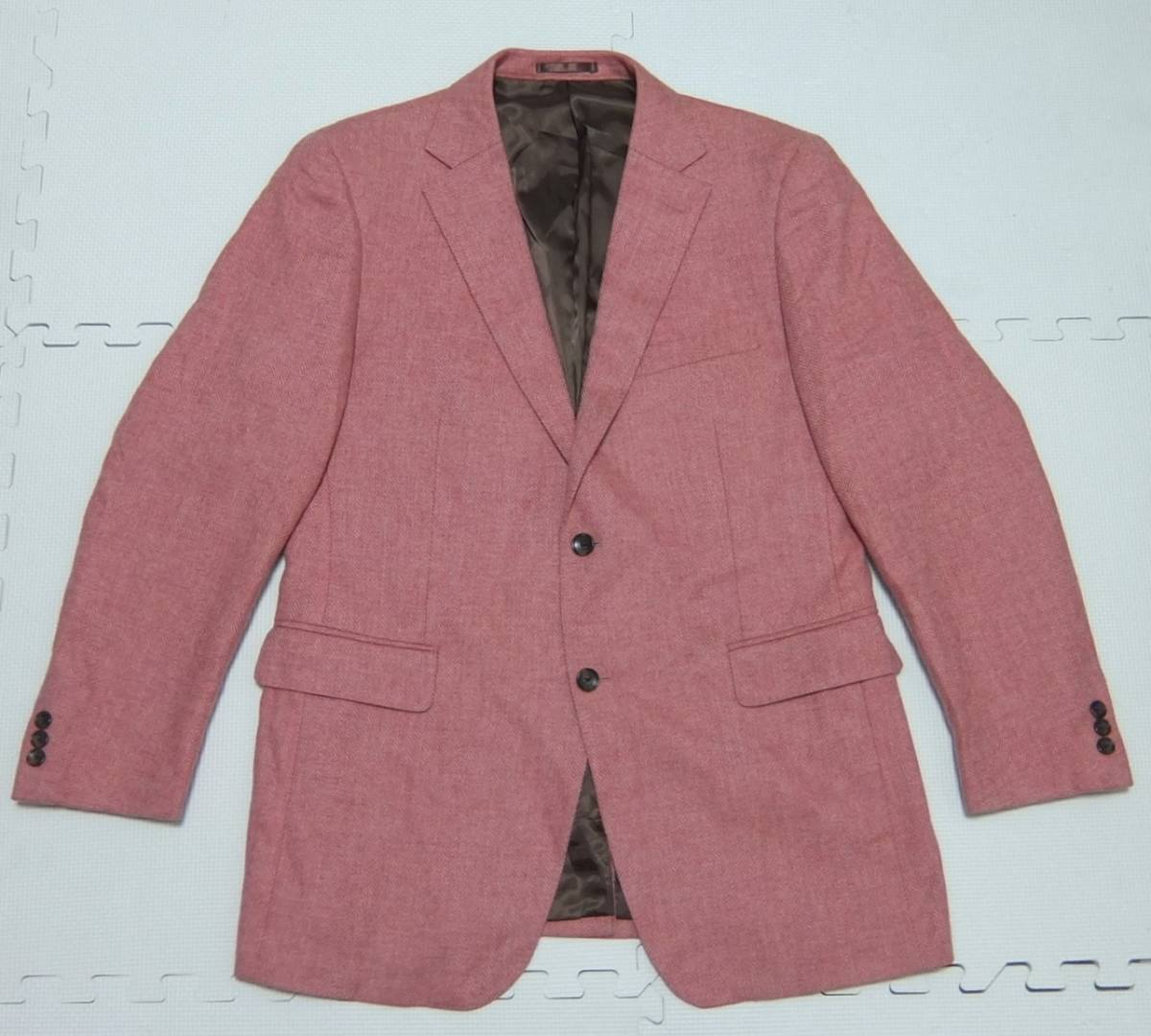 LA LOGGIA スコットランド生地 ROBERT NOBLE ツイード テーラードジャケット ピンク 100 AB7 秋冬 ブレザー 
