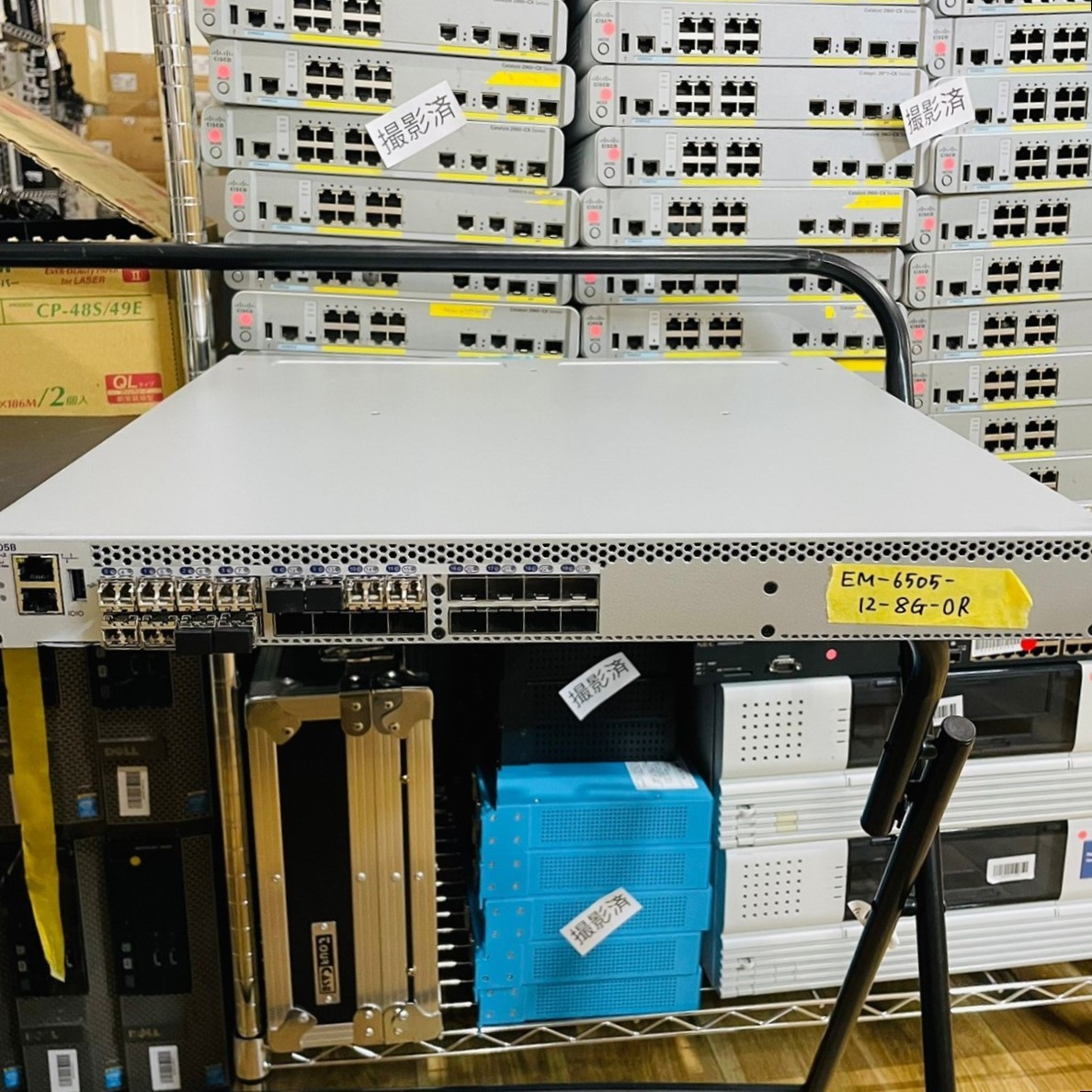 35【通電OK】Brocade 6505 EM-6505-12-8G-0R ファイバー チャネル FC スイッチ 24ポート ブロケード イーサネット ネットワーク