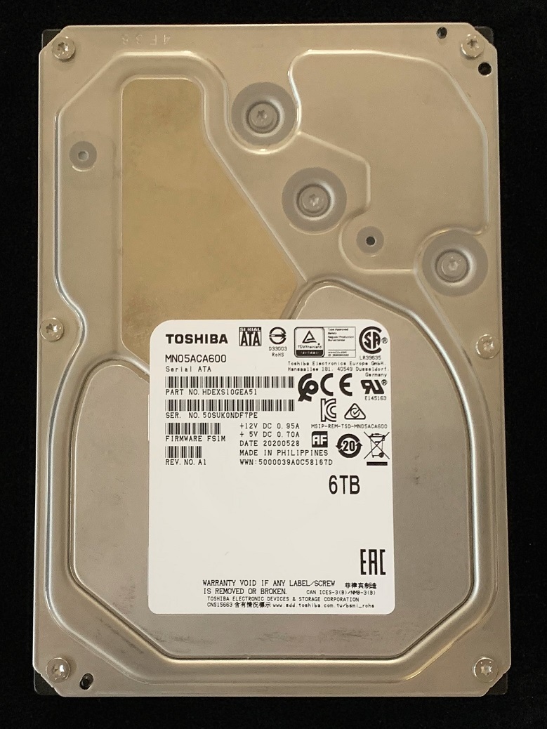 ☆中古品TOSHIBA 東芝 MN05ACA600 3.5インチ HDD 6TB SATA