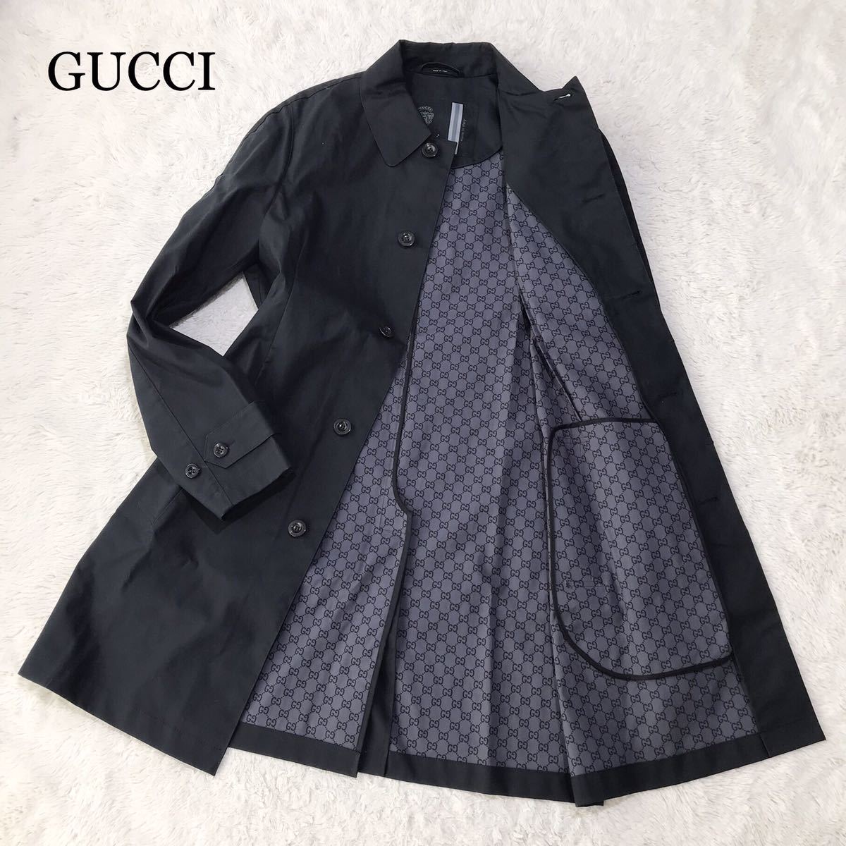 高品質，大得価 【極美品☆XL】GUCCI グッチ 比翼 ステンカラーコート