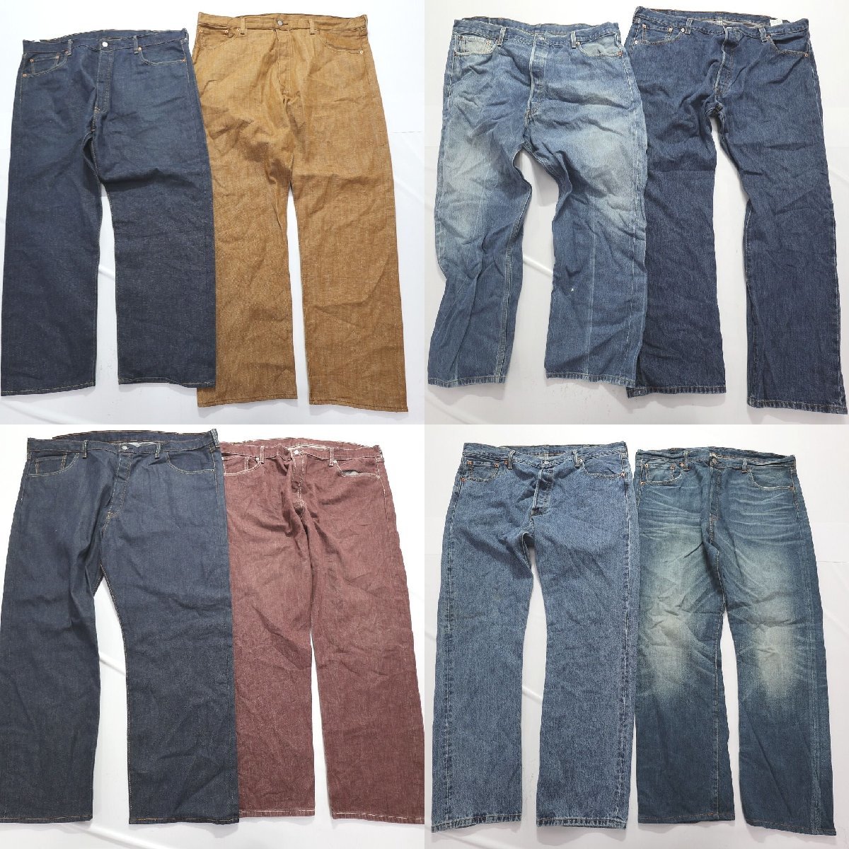 ◎リーバイス501デニムパンツ set インディゴ カラー系 他 (メンズW50/W46/W44/W42/W40) 8枚 まとめ 古着卸 1円スタート DP3 MQ2034