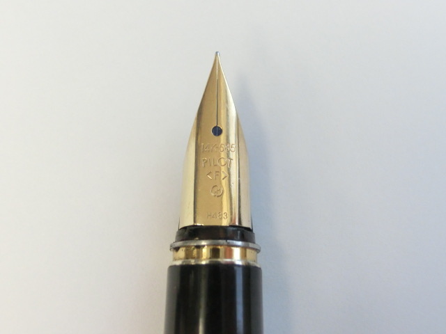 パイロット 万年筆 スターリングシルバー 格子柄 ペン先14K 585刻印