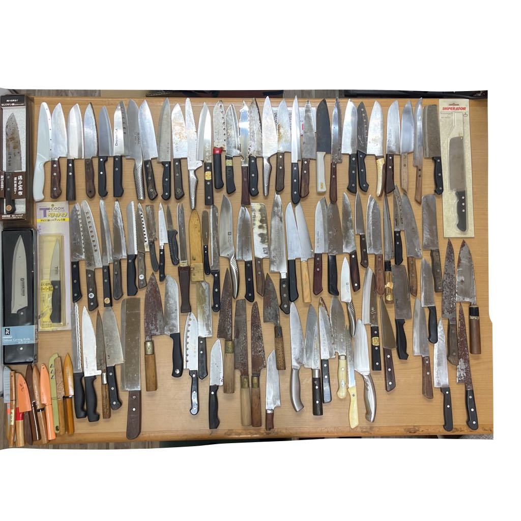 M-893★120size 包丁 洋包丁 三徳包丁 出刃包丁 穴あき包丁 堺 関孫六 兼守 陳建一 吉祥 龍河 等 まとめ 大量 現状品 