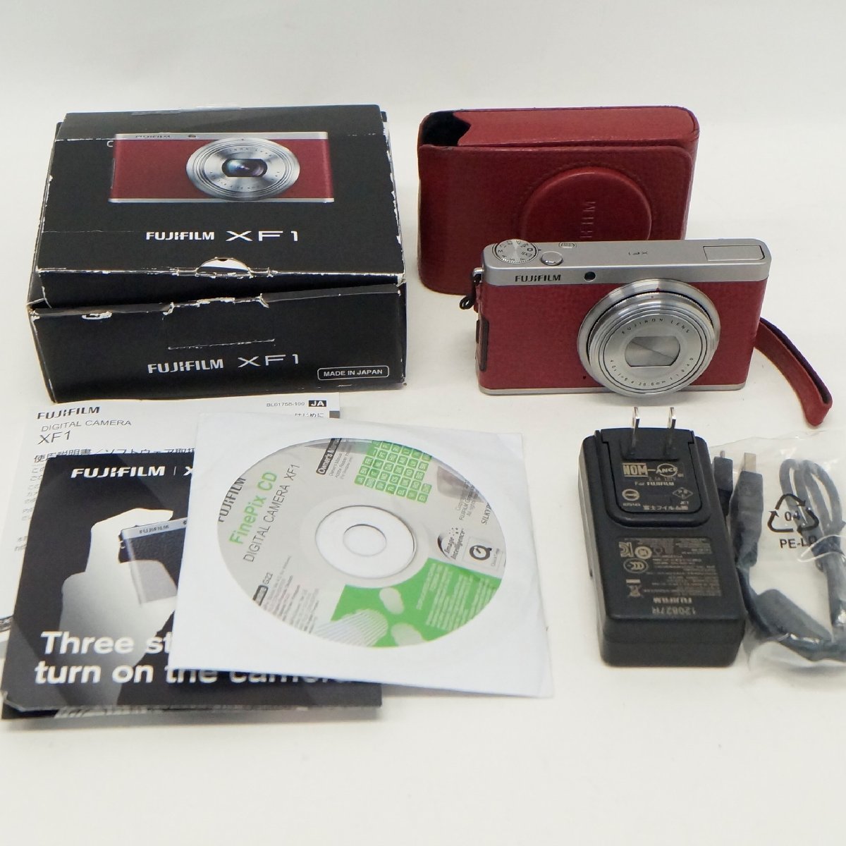 ジャンク FUJIFILM XF1 デジタルカメラ 赤 レッド 富士フイルム 充電器