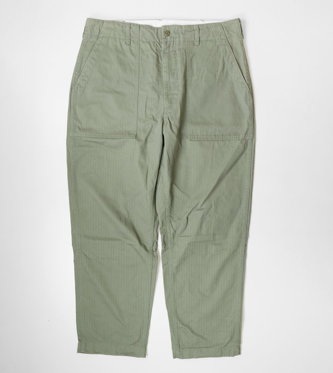 ENGINEERED GARMENTS ◆ ヘリンボーンツイル ファティーグパンツ Mサイズ オリーブ ワークパンツ エンジニアドガーメンツ ◆GD16