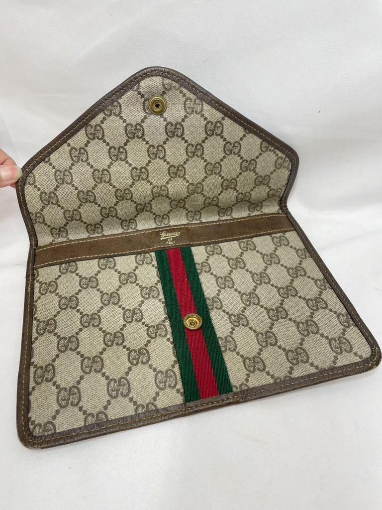 GUCCI オールドグッチシェリーライン クラッチバッグ 内部劣化 粉吹きあり