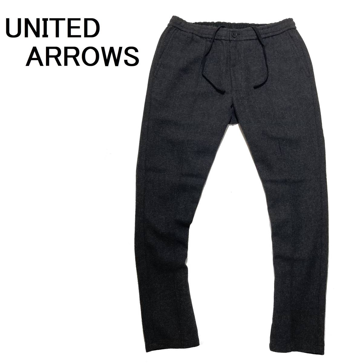 56093 新品▼ ユナイテッドアローズ　秋冬　ウール混紡素材　イージーパンツ　UNITED ARROWS ブラック(M)
