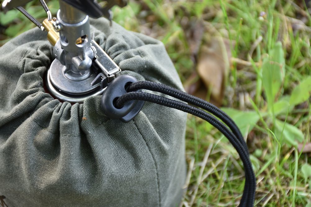 【特価】【旧ロット／数量限定】 YAEI Enthusiast OD缶 250 ガス缶 ガスカートリッジ カバー 巾着 ワックスキャンバス ソロキャンプ_5