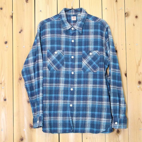 [D2129] シュガーケーン ネルシャツ 東洋 ブルー系 16 SUGAR CANE