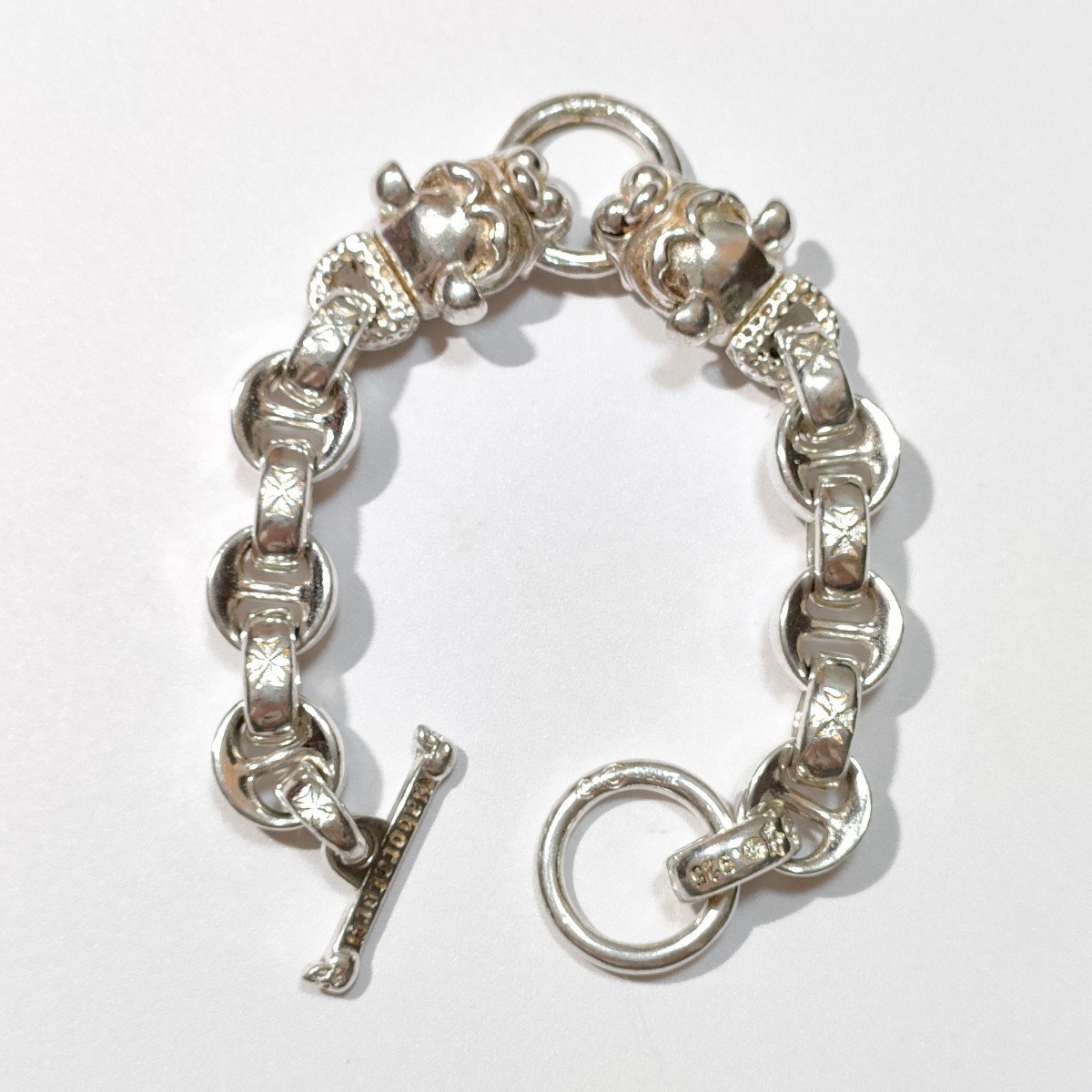59★925刻印★重量級シルバーブレスレット★ビンテージ★太さ1.5cm★21.5cm
