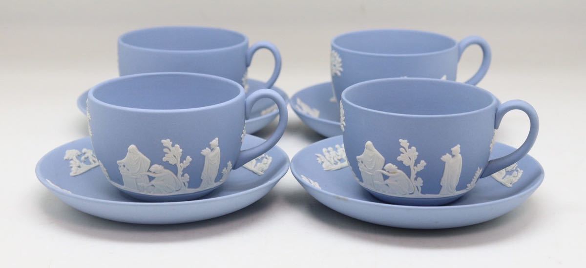 ウェッジウッド WEDGWOOD ジャスパー ペールブルー カップ&ソーサー 4 