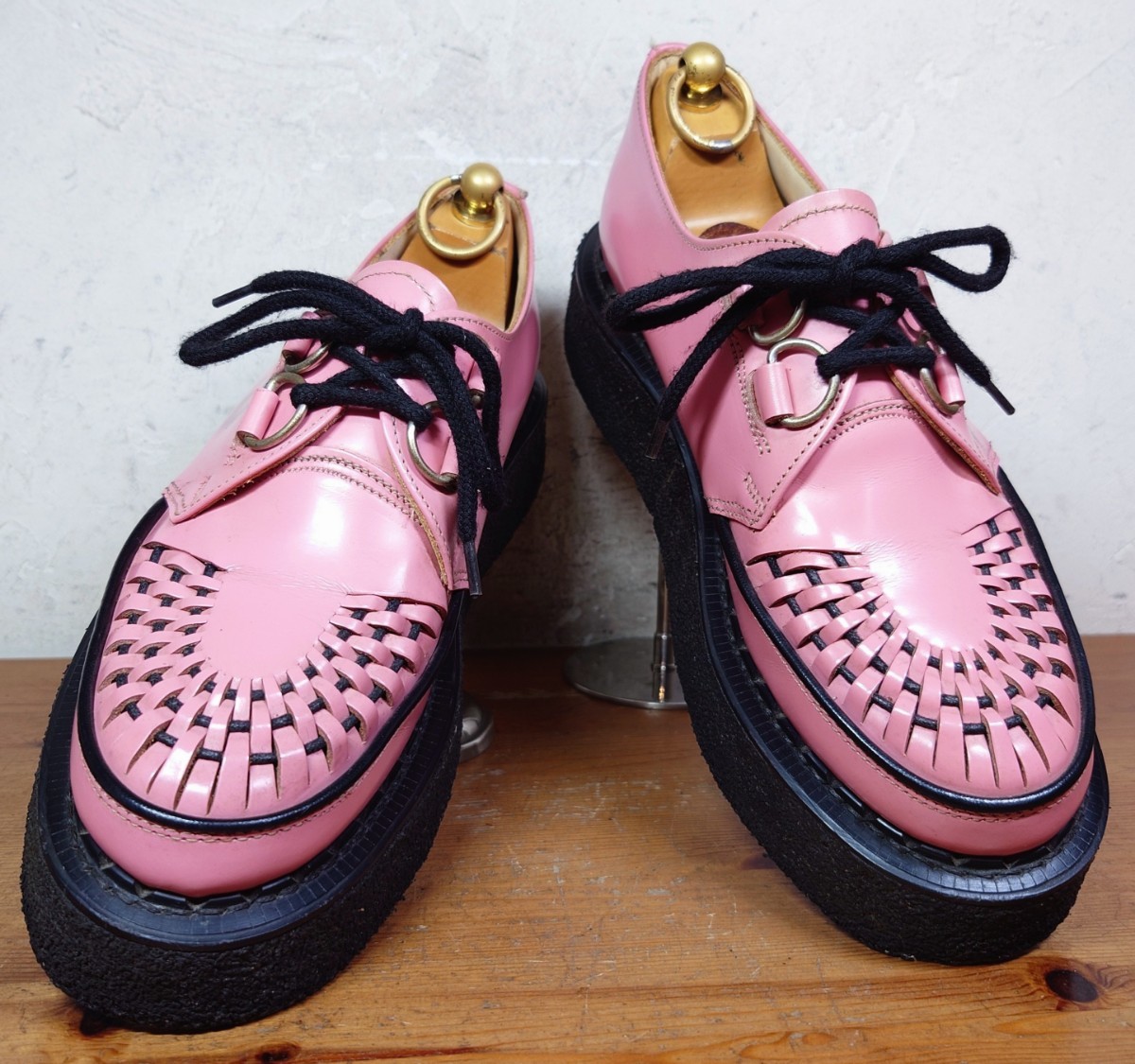 【美品】英国製 GEORGECOX/ジョージコックス ギブソン ラバーソール UK6 24.5-25cm相応 ピンク made in england/robot 666