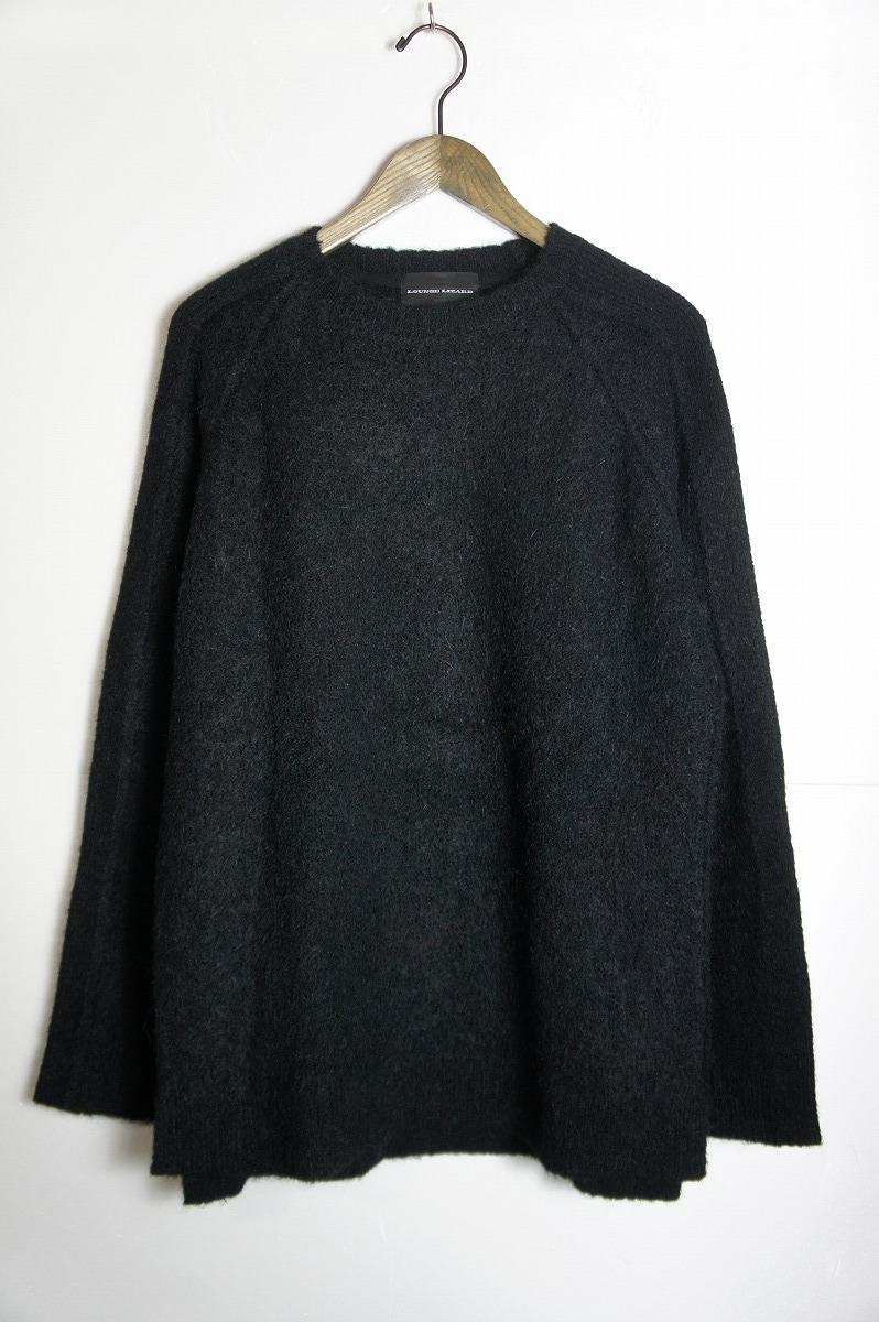 美品正規 LOUNGE LIZARD ラウンジリザード クルーネック モヘア アルパカ ニット セーター 2010 黒 サイズ3 本物 225N