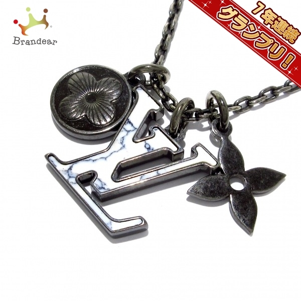 ルイヴィトン LOUIS VUITTON ネックレス M00317 ペンダント・LVイニシャル 金属素材 シルバー×白×グレー RM0261 アクセサリー（首）