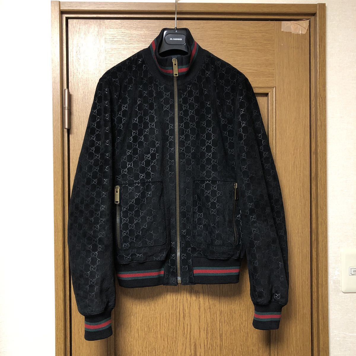 GUCCI グッチ GG柄 シェリーライン スエード レザー ジップアップ 