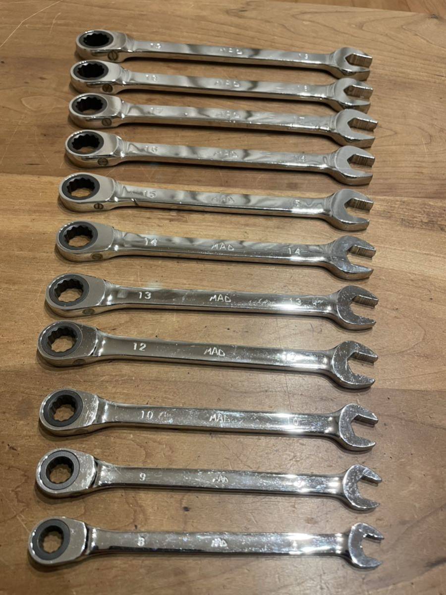 マックツール　ラチェッティングレンチ11本セット　mactools ミリサイズ　ギザ付き　スナップオン 