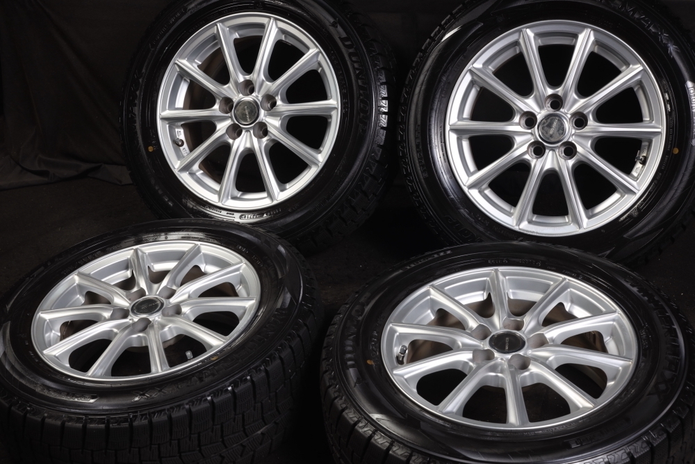 ★バリ山 195/65R15 国産DUNLOP 2018年製 スタッドレス PCD100 WILL VSアリオンウィッシュカローラアクシオフィールダープリウスプレミオ