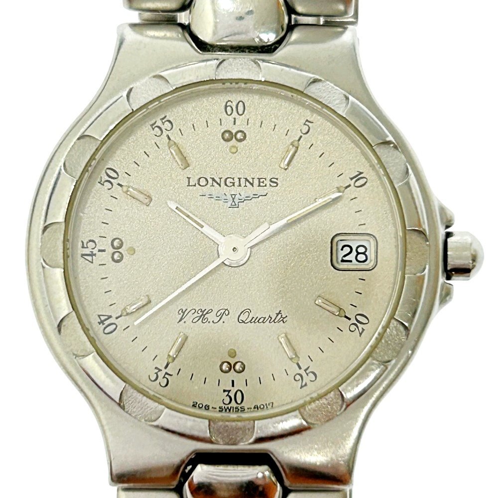 【1円スタート】【箱付き・訳あり品】LONGINES ロンジン コンクエスト V.H.P. SS シルバー文字盤 クオーツ レディース腕時計 211699