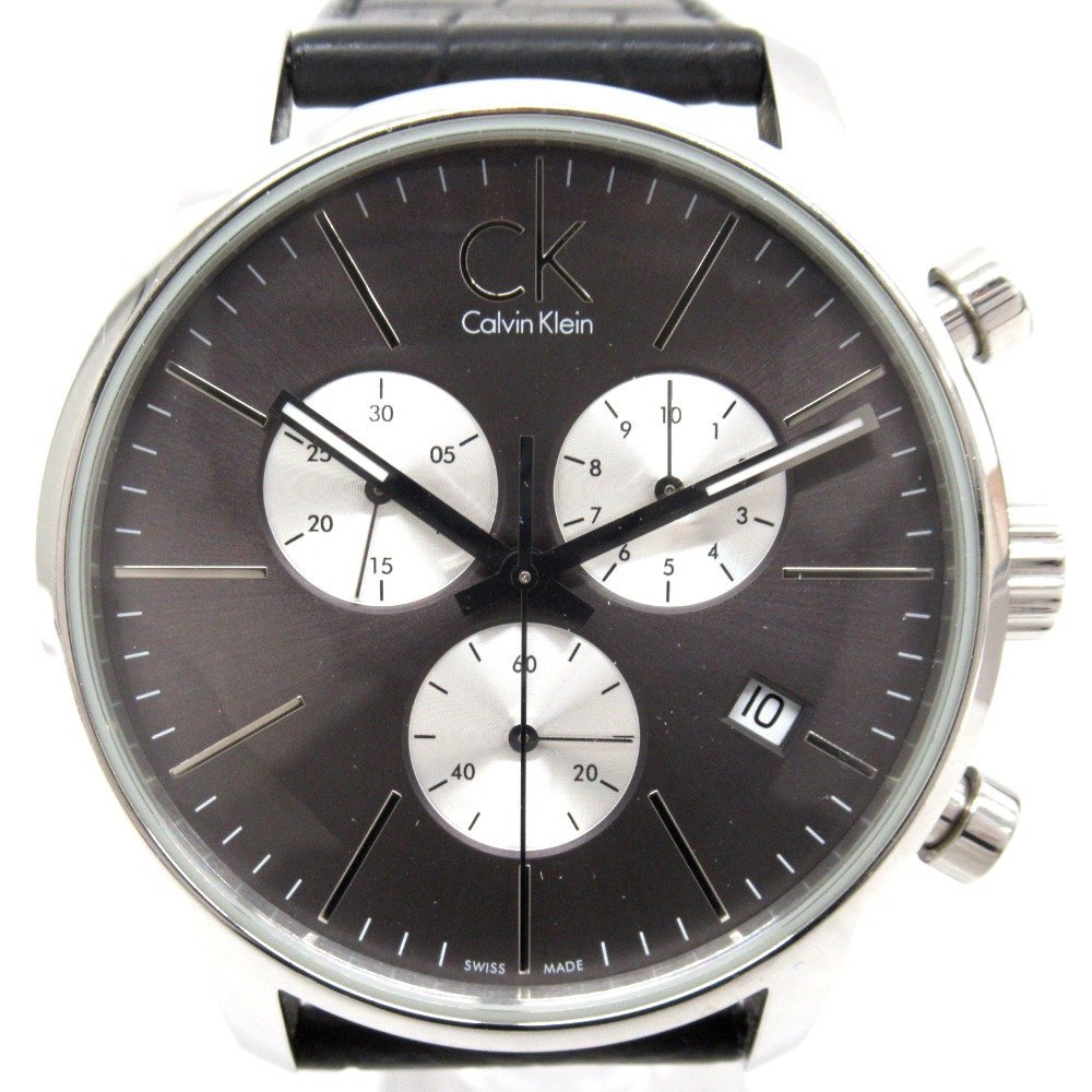 KR221241 カルバンクライン 腕時計 クォーツ クロノグラフ デイト K2G 271 グレー系文字盤 Calvin Klein 中古