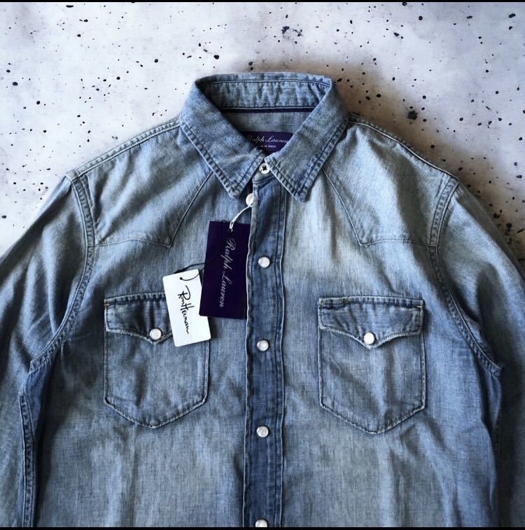 RALPH LAUREN PURPLE LABEL ラルフローレン パープルレーベル ヴィンテージ加工 デニムシャツ 定価73，700円 / RRL ron herman