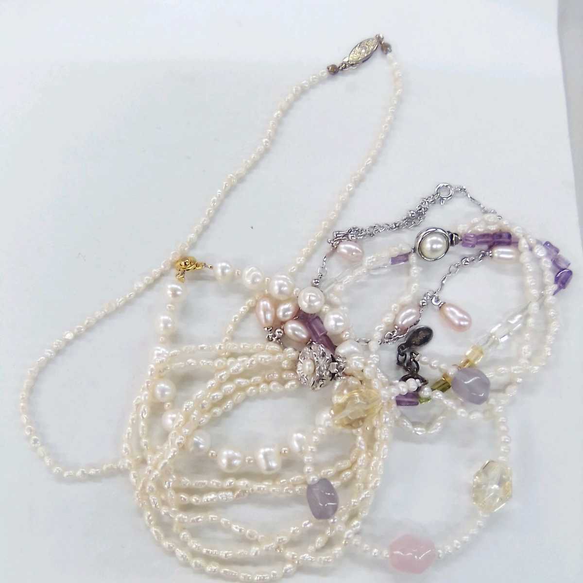 ●ハ8383H◎艷やかバロックパール・天然石等　ネックレス・ブレスレット等　色々まとめて◎送料込み◎