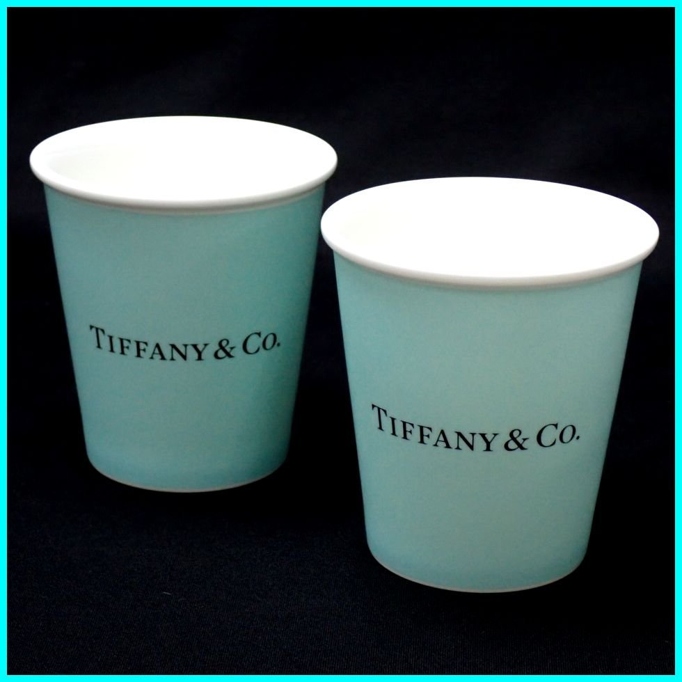 ★未使用 Tiffany&Co./ティファニー ペーパーカップ 2客セット/ファインボーンチャイナ/紙コップ風/11285/食器&1690400132