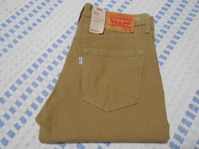 新品！リーバイス　511コーデュロイ　ベージュ　W32・L32　薄茶　045113859　501XX　505　人気モデル　ラスト1本
