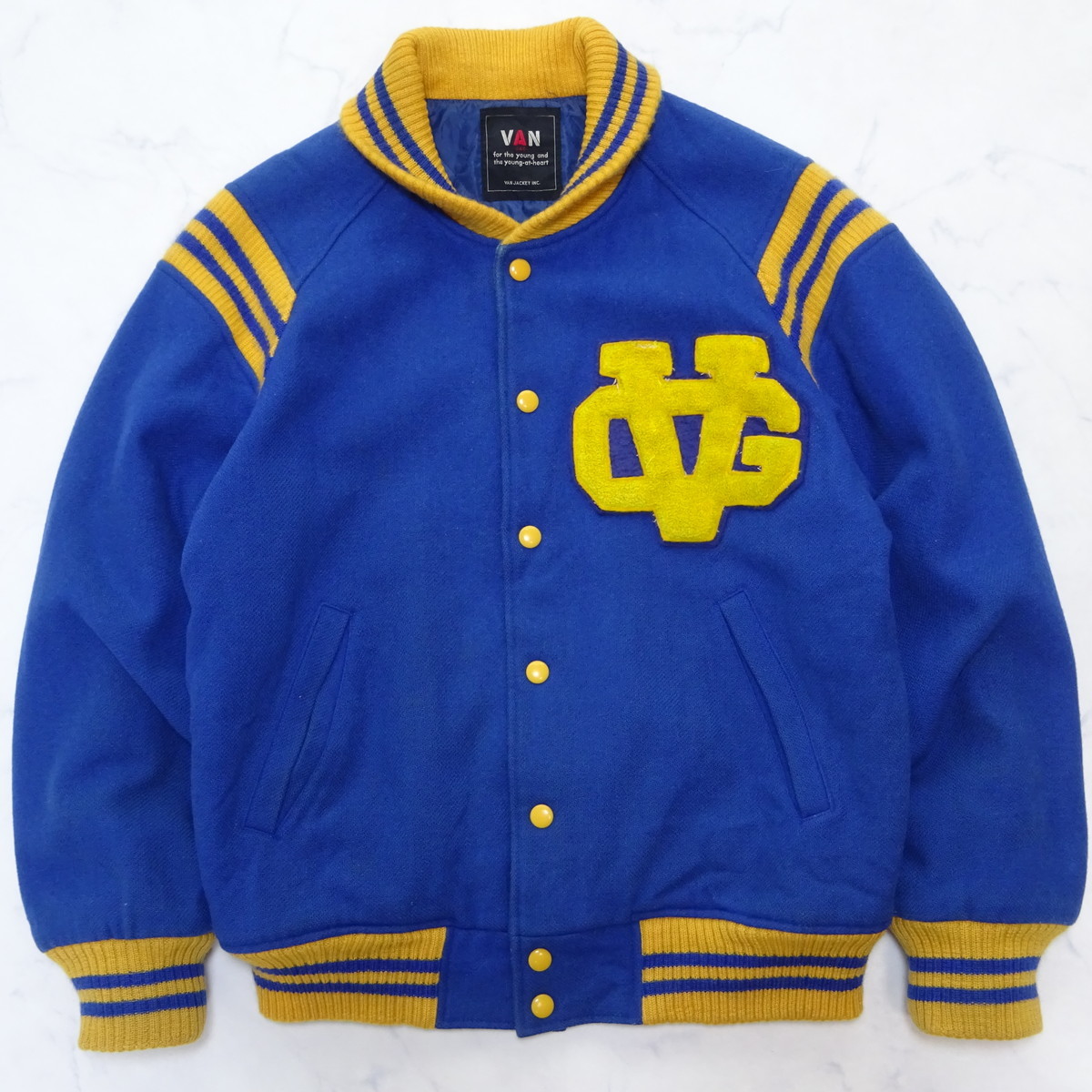 OLD VAN JACKET オールドバン ウールスタジャン VanGuards 青x黄 