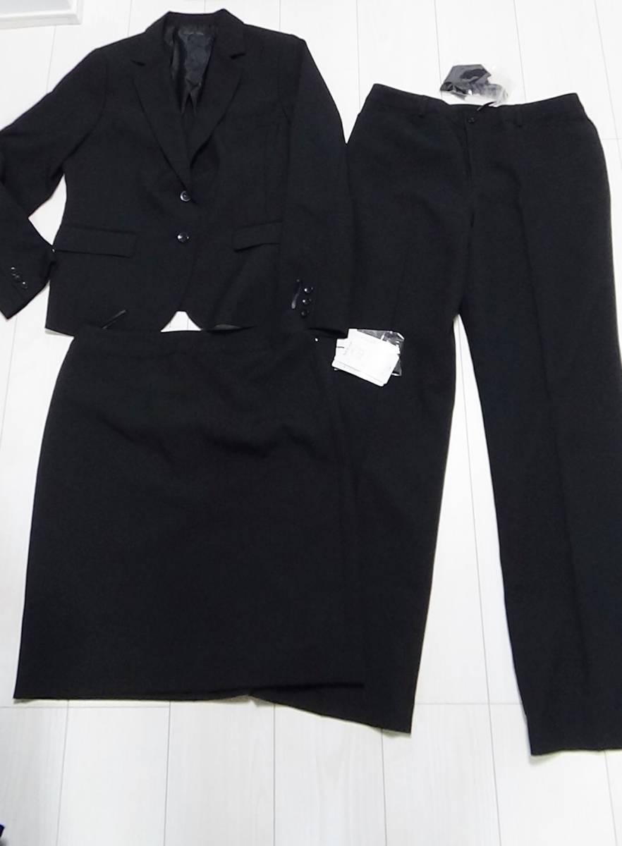 新品 ADD ROUGE 13 大きい ★ 洗える 3点セット パンツ スーツ スカート セットアップ 黒 レディース LL XL 42 未使用