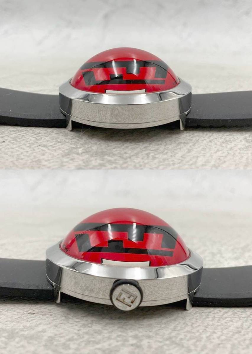 【稼働】美品 FENDI ブースラ/8010L/ドーム型/腕時計/ケース付き ☆時計☆FENDI フェンディ QZ 8010G ブースラ ドーム型 赤文字盤