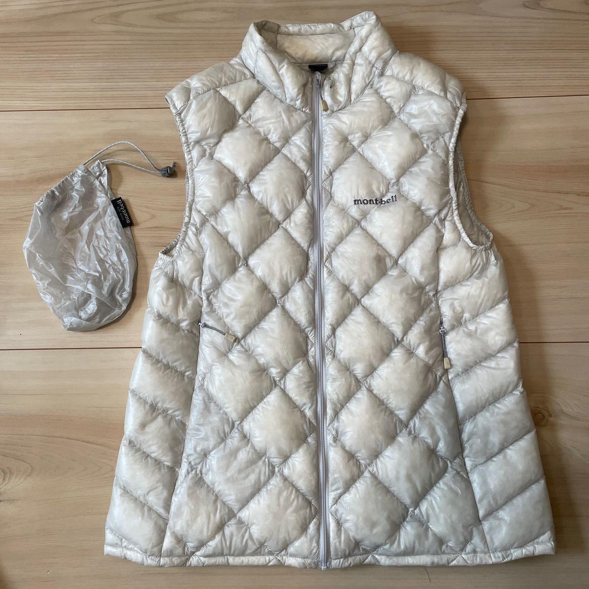 中古◆モンベル　EXライト ダウン ベスト レディース◆Ｌサイズ　オフホワイト