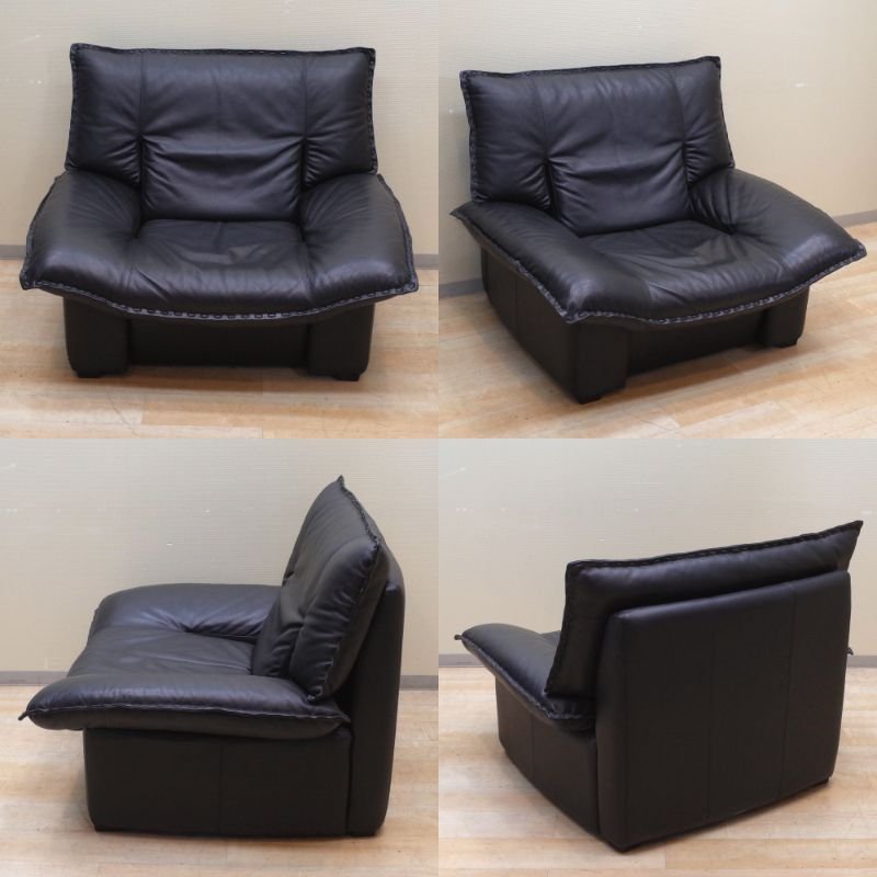 冨士ファニチア FUJI FURNITURE 総革 1人掛けソファ A