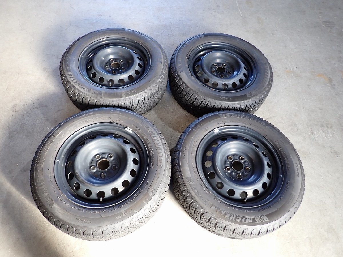 YS3144【送料無料195/65R15】プリウス プレミオ アリオンなどに ミシュラン 中古スタッドレス ■15×6J 100/5H ET約40■1円スタート