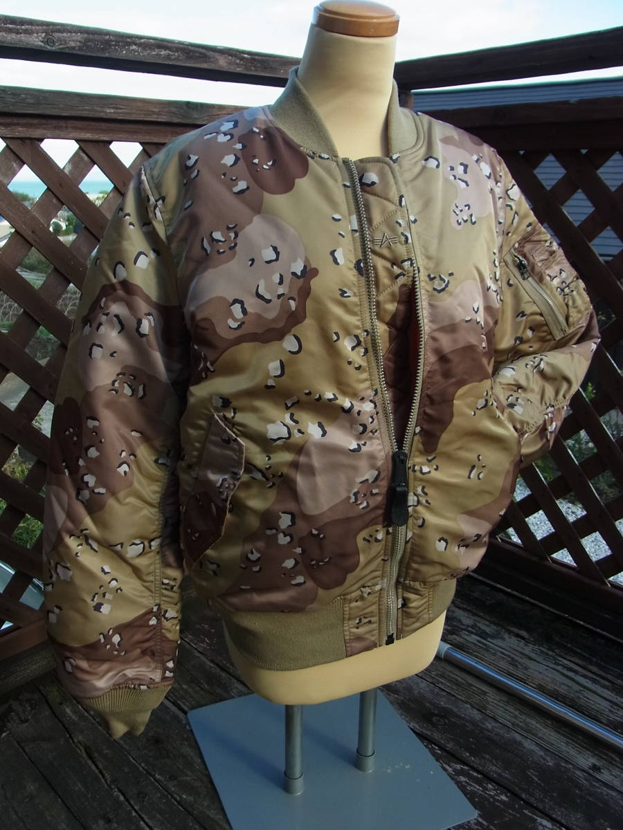 送料無料ALPHA INDUSTRIES　Alpha アルファ インダストリーズ　MA-1　フライトジャケット　迷彩　チョコチップカモ　Lサイズ　エドウイン　
