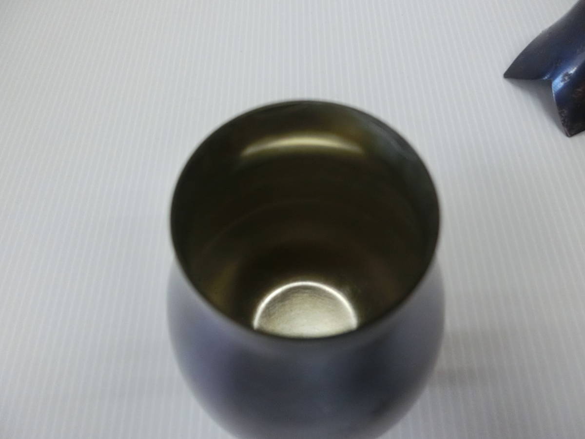 美幸堂 銅製 紫小紋 茄子形茶筒 共箱 茶入 茶道具 茶筒 現状品 (ゆう