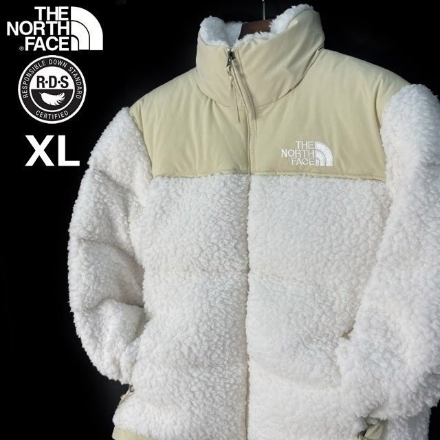 1円～!売切!【正規新品】THE NORTH FACE SHERPA NUPTSE JACKET ダウンジャケット ヌプシ モコモコ ロゴ刺繍 アウトドア(XL)白 190122-175