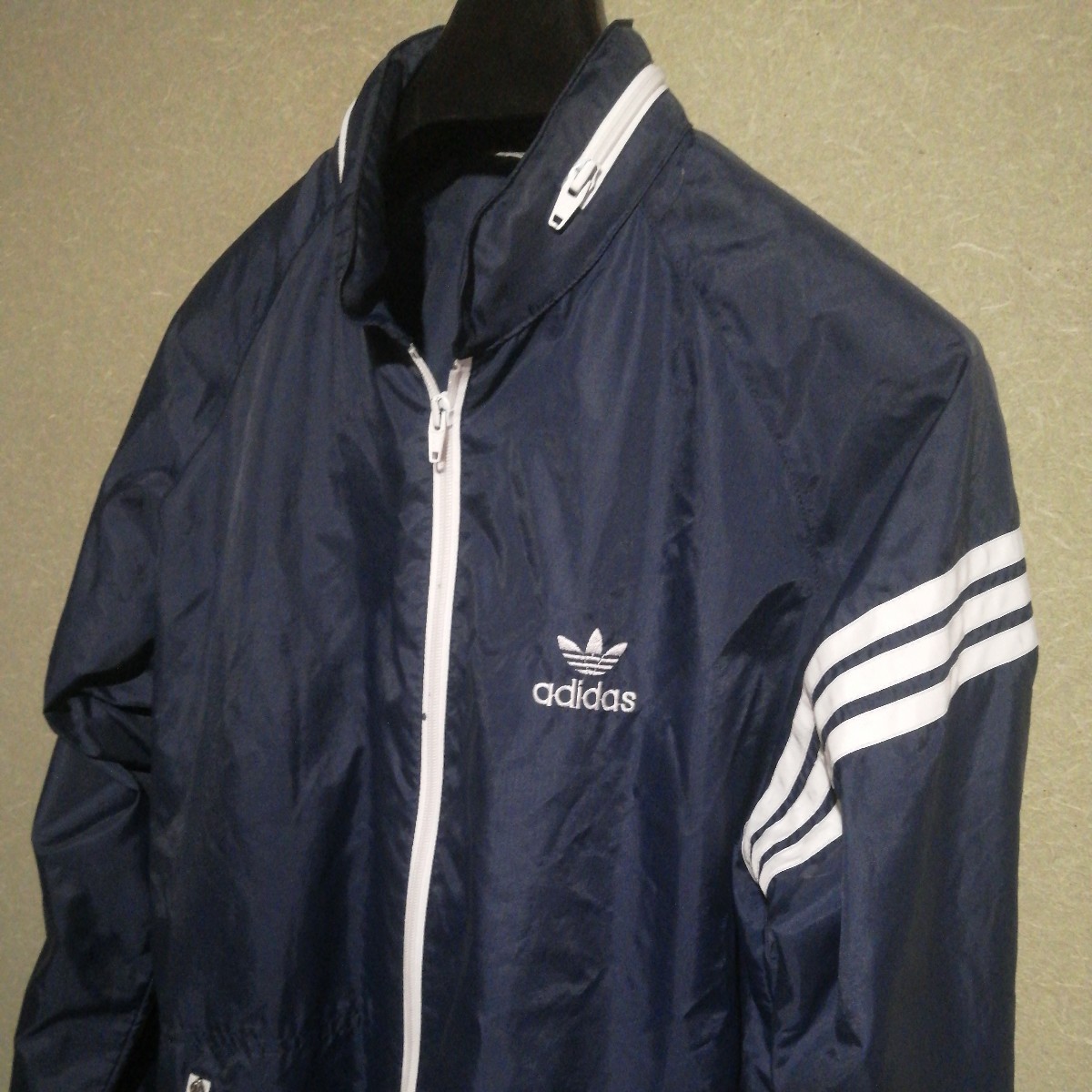 adidas アディダス ナイロン ジャケット ヴィンテージ ネイビー 