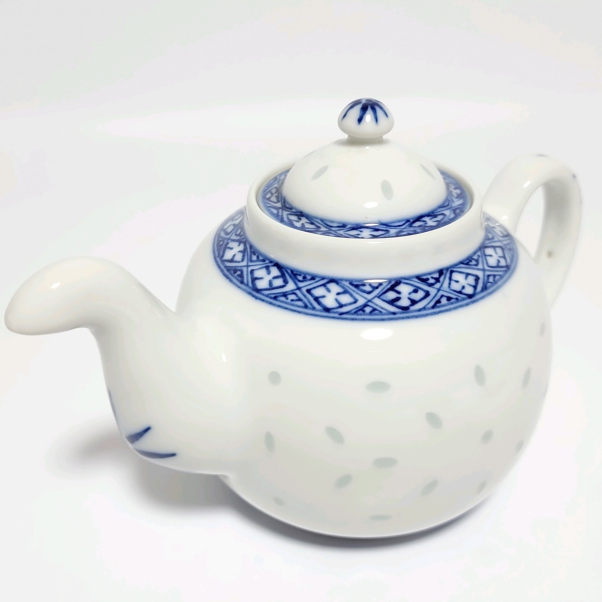 中国茶器 煎茶道具 玩玉 蛍焼 蛍透かし唐物 青花 急須 湯み5客 景徳鎮