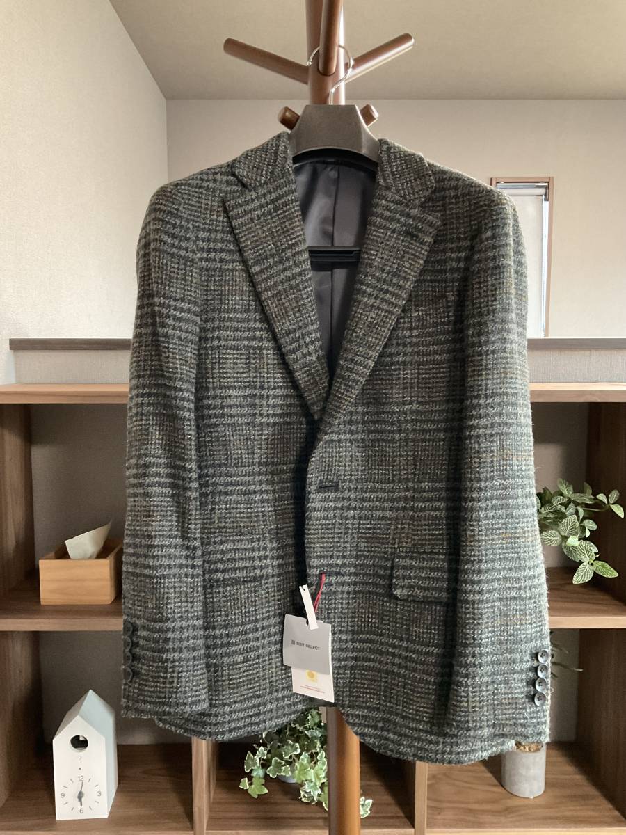 未使用 スーツセレクト Harris Tweed グレー・グリーン×チェック