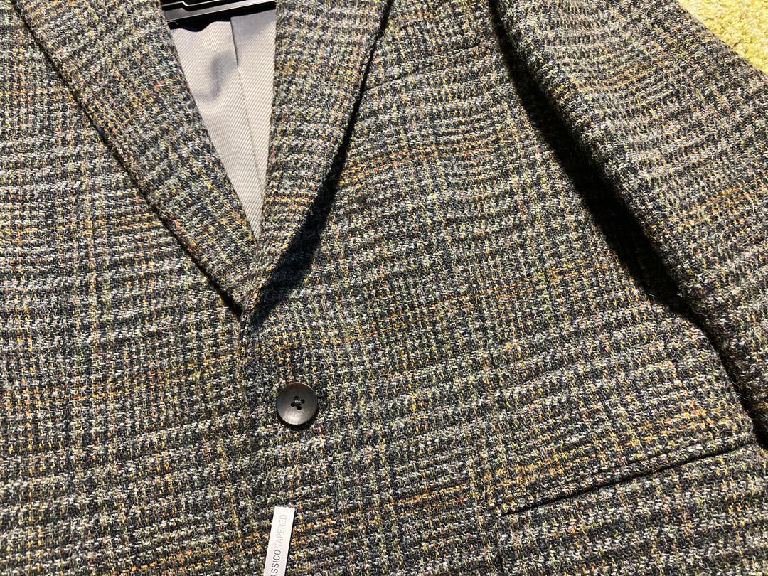 未使用 スーツセレクト Harris Tweed グレー・グリーン×チェック