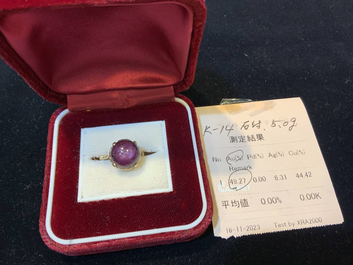 K14 WG K-14リング石不明 刻印無し 刻印 リング 石不明 約3.2g