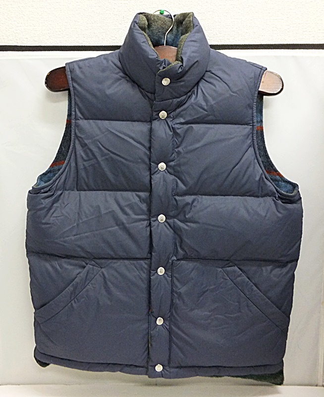 H.R.MARKET ハリウッドランチマーケット リバーシブル ダウン ベスト 紺 ネイビー×チェック柄 聖林公司 ジャケット サイズ:M